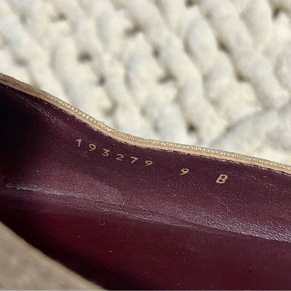 Gucci Brown Leather and GG Monogram Logo Canvas Buckle Detail Ballet Flats - Picture 7 of 8